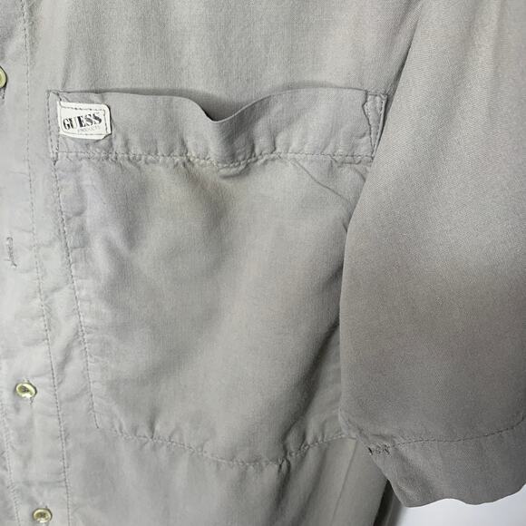 Vintage Guess Tan Shirt Grunge Worn Sz Small - Picture 4 of 8